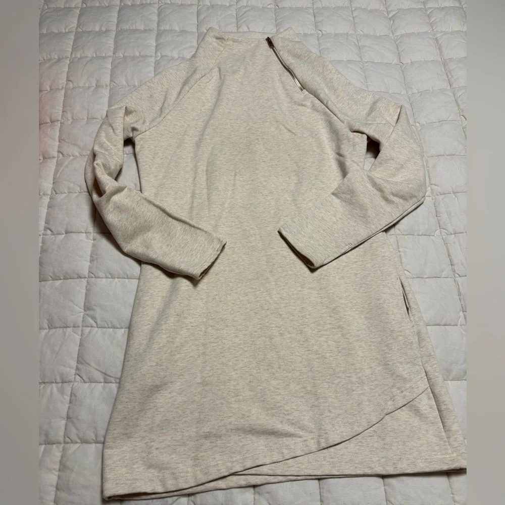 Earth Yoga Tunic Dress with pockets Size Medium - Heather Beige Cream Natural